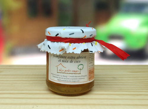 Les Perles Rouges - Confiture extra d'abricot noix de coco Promo DDM courte