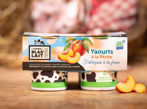 La Ferme de Blas'Lait - Yaourts Sucrés aromatisés à la Pêche x4