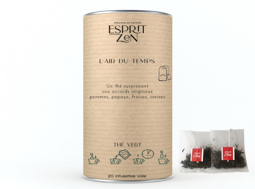 Esprit Zen - Thé Vert "L'Air du Temps" -  papaye - fraise - cerise - Boite de 20 Infusettes