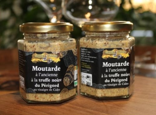 Ferme de Pleinefage - Moutarde à l'ancienne à la Truffe noire du Périgord au vinaigre de Cidre - Bocal 180gr