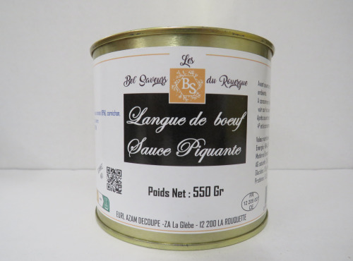 Les Bel' saveurs du Rouergue - LANGUE DE BOEUF SAUCE PIQUANTE 550 Gr