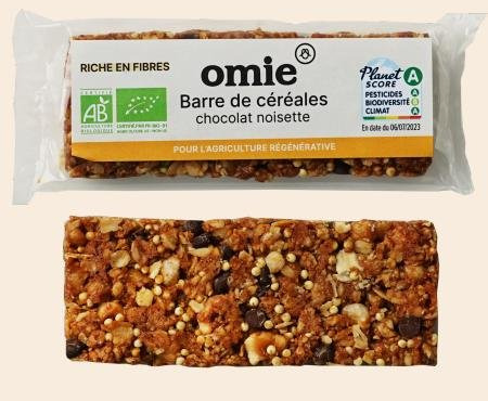 Omie - Barre de céréales chocolat noisette - sans additif - 25 g