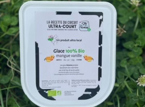 Les Glaces du Semnon - La Mémère - Glace Mangue touche de Vanille 100% Bio 4x2,5L