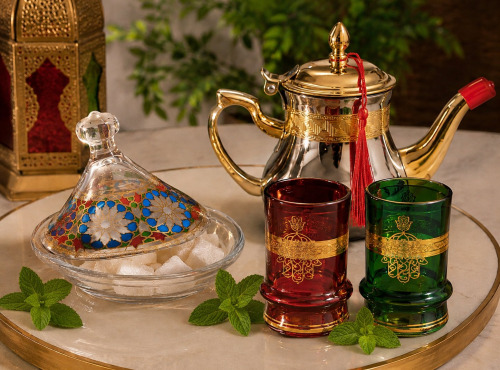 Le Paradis d'Escargot - ensemble théier 2 personne et 2 verre a the et mini tagine