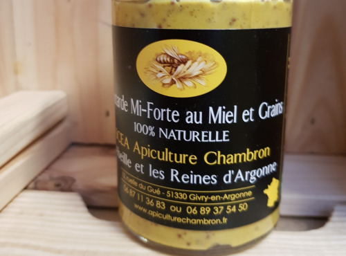 SCEA Apiculture Chambron L'Abeille et les reines d'Argonne - Moutarde mi-forte au miel et grain