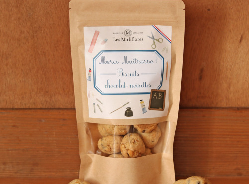 Les Mirliflores - Biscuits chocolat - noisettes Merci Maîtresse