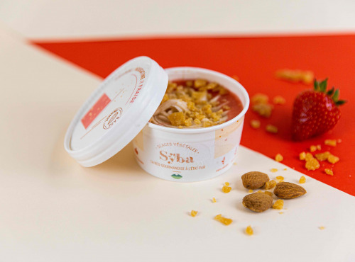 Sÿba - Glaces végétales - 120 Ml - Glace Amande Nougatine Coulis De Fraise