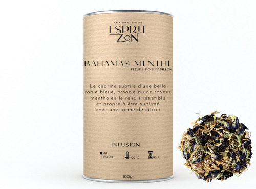 Esprit Zen - Infusion Fleurs de Pois Papillon Bahamas Menthe - Boite 100g