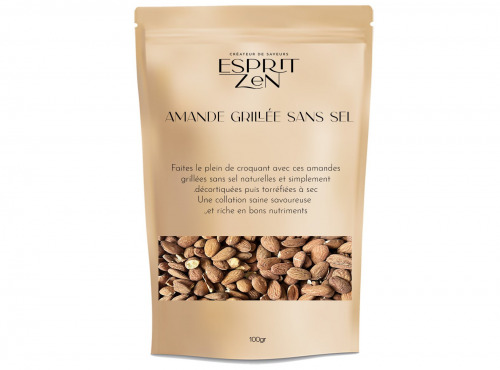Esprit Zen - Amande Grillée sans sel - Sachet refermable de 100g