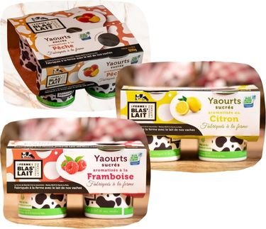 La Ferme de Blas'Lait - Lot 12 Yaourts Aromatisés Framboise Citron Poire