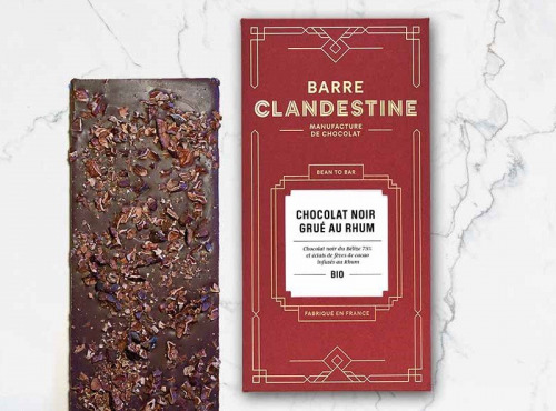 Barre Clandestine - Tablette de chocolat noir grué au Rhum - bean to bar