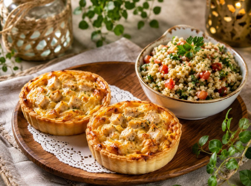 Le Paradis d'Escargot - 2 mini quiches au poulet accompagnées d'une portion de taboulé