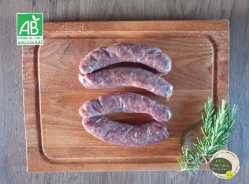 Ferme GAEC Côte Pardin - [SURGELÉ] 8 Saucisses façon Toulouse Boeuf BIO Race Aubrac