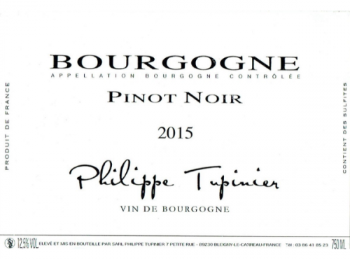 Domaine Tupinier Philippe - Bourgogne Rouge 2015 - 6 Bouteilles De 75 Cl