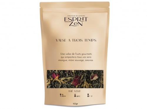 Esprit Zen - Thé Vert "Valse à 3 Temps" - mûre sauvage - ananas - Sachet 100g