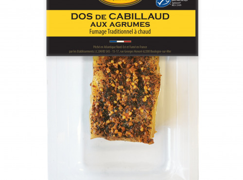 Etablissements JC David - Dos de Cabillaud MSC fumé à chaud aux agrumes - 150g x 5