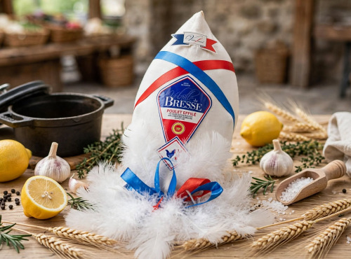 SCEA DES BRESSANS - GUILLERMIN Vincent - [Précommande] Poulet de Bresse effilé, roulé sous toile - 3,9 kg