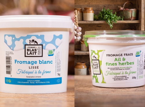 La Ferme de Blas'Lait - Lot Fromage blanc lissé 1kg + Fromage frais ail et fines herbes