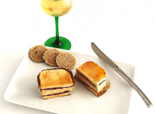 Traiteur Gourmet d'Alsace - Mille Feuille de Foie gras de Canard mi-cuit IGP du sud ouest et Magret de canard fumé 200Gr