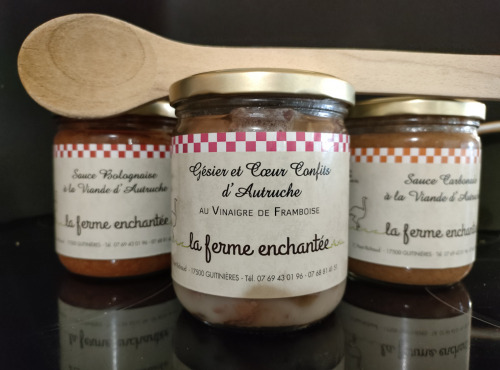 La Ferme Enchantée - Gésier et coeur confits d'autruche au vinaigre  de framboise