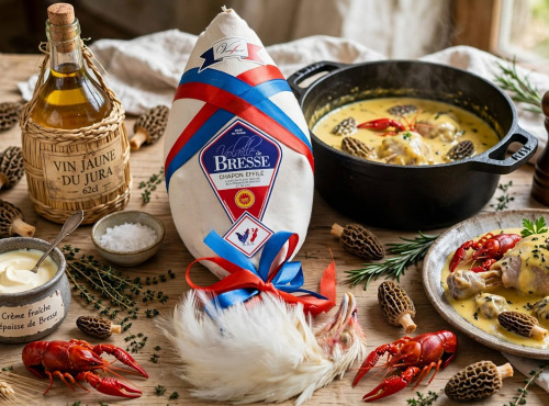 SCEA DES BRESSANS - GUILLERMIN Vincent - Chapon de Bresse AOP effilé - Noël - 4,2kg
