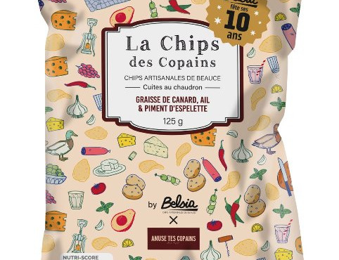 Chips BELSIA - La chips des copains - graisse de canard, ail & piment d'Espelette - 125gr x 10