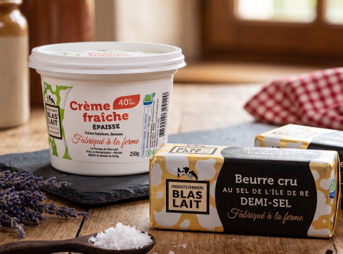 La Ferme de Blas'Lait - Lot Beurre cru demi-sel 200g + Crème fraîche épaisse 40%MG