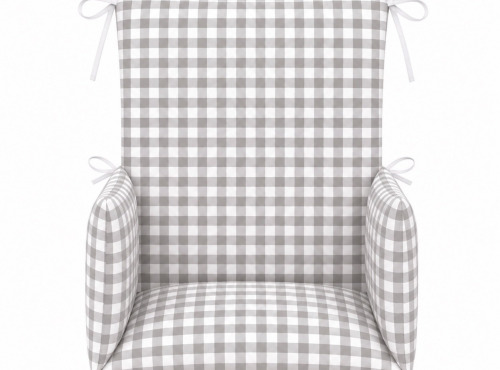 Timouny - Coussin de chaise haute Vichy – Gris – Universel & confortable – Made in France