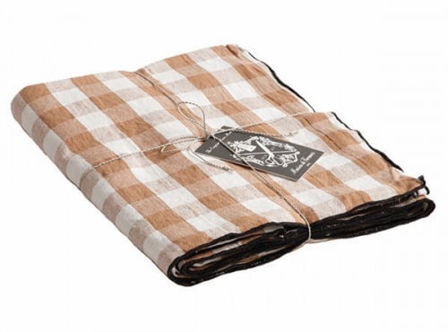 Maison de Vacances - Nappe Bourdon - Toile Mimi Vichy terracotta noir - 145x300