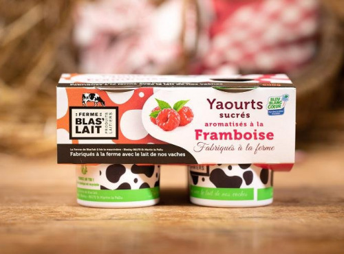 La Ferme de Blas'Lait - Yaourts Sucrés aromatisés à la Framboise x4