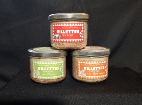 Charcuterie Mannei - Lot de 3 rillettes fermières au porc noir et agrumes