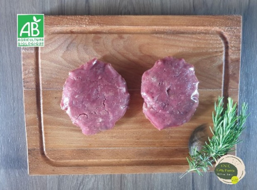 Ferme GAEC Côte Pardin - Viande hachée de Bœuf BIO Race Aubrac en pavés : préparation pour burgers - 6 pièces