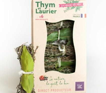 Les Herbes du Roussillon - Mini Bouquets Thym Laurier Sec Par 6