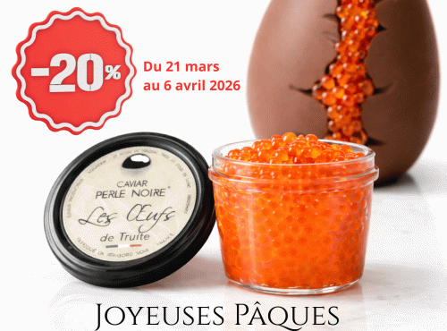 Caviar Perle Noire - Oeufs de truite natures - 90 gr