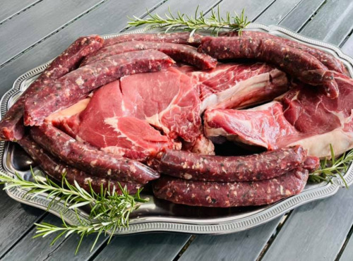 Les Délices de Vermorel - colis 18 saucisses (parfums différents) + 6 merguez 100% boeuf Rouge des Prés