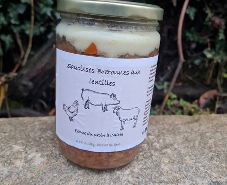 Ferme du Groin à L’Airbe - Saucisses lentilles