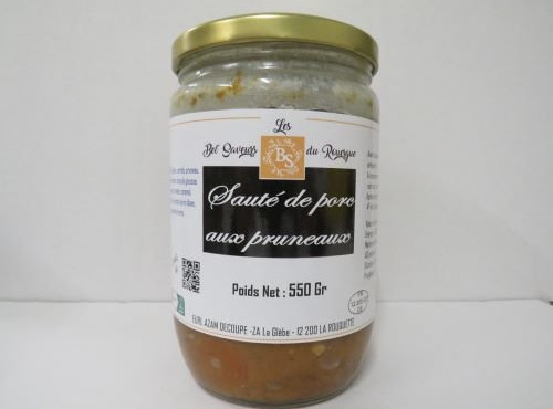 Les Bel' saveurs du Rouergue - SAUTE DE PORC AUX PRUNEAUX 550 Gr