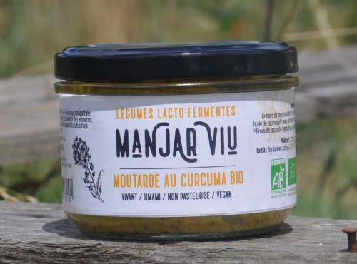 Manjar Viu : Légumes lacto fermentés - Moutarde curcuma bio lacto fermentée - 220 g