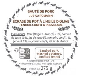 Les Bocaux du Bistrot - Sauté de porc, écrasé de pomme de terre à l'huile d'olive, fenouil confit & persillade