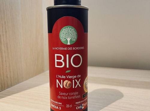 La Noyeraie des Borderies - HUILE VIERGE DE NOIX BIO Pressée à chaud 25 cl