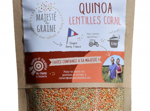 BERRY GRAINES - Mélange Quinoa/lentilles Corail origine France - 350g