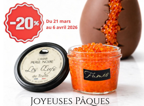 Caviar Perle Noire - Oeufs de truite fumés - 180 gr