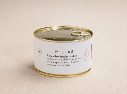 Maison Millas - Saucisse fraîche confite - conserve 340g