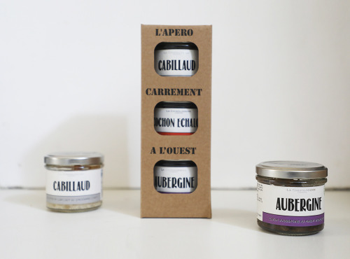 La Chikolodenn - Coffret kraft APEROMIX (1 Rillettes de cabillaud, 1 pâté Echalote et 1 caviar d'aubergines)