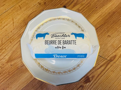 Ferme Sereine en Périgord - Beurre BAECHLER de Baratte – pasteurisé DOUX à 82% de MG - 250g - Extra fin