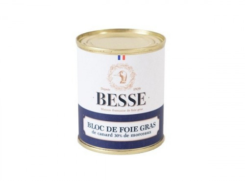 Foie Gras BESSE - Bloc de foie gras de canard 30% morceaux 130g