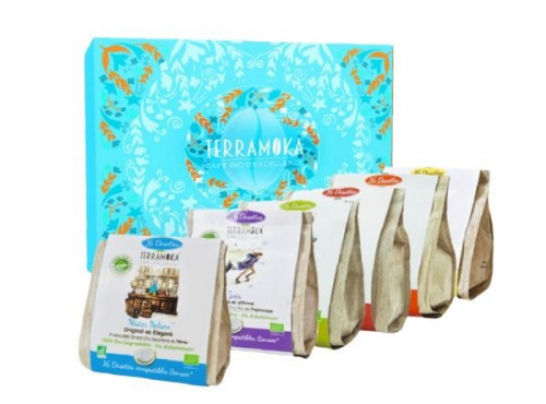 TERRAMOKA - Coffret découverte café x6 étuis dosettes type Senseo