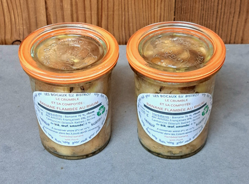 Les Bocaux du Bistrot - (Lot de 2) Le crumble et sa compotée : Banana flambée au rhum