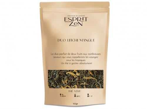 Esprit Zen - Thé Vert "Duo Litchi Mangue" - litchi - mangue - Sachet 100g