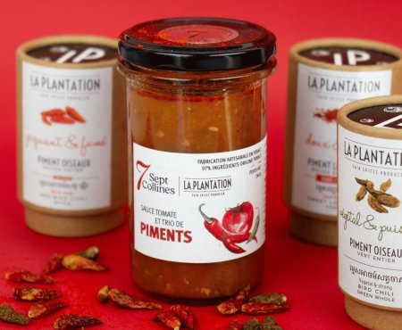 Sept Collines - Sauce Tomate et Trio de Piments - 240 g (sauce pour pâtes)